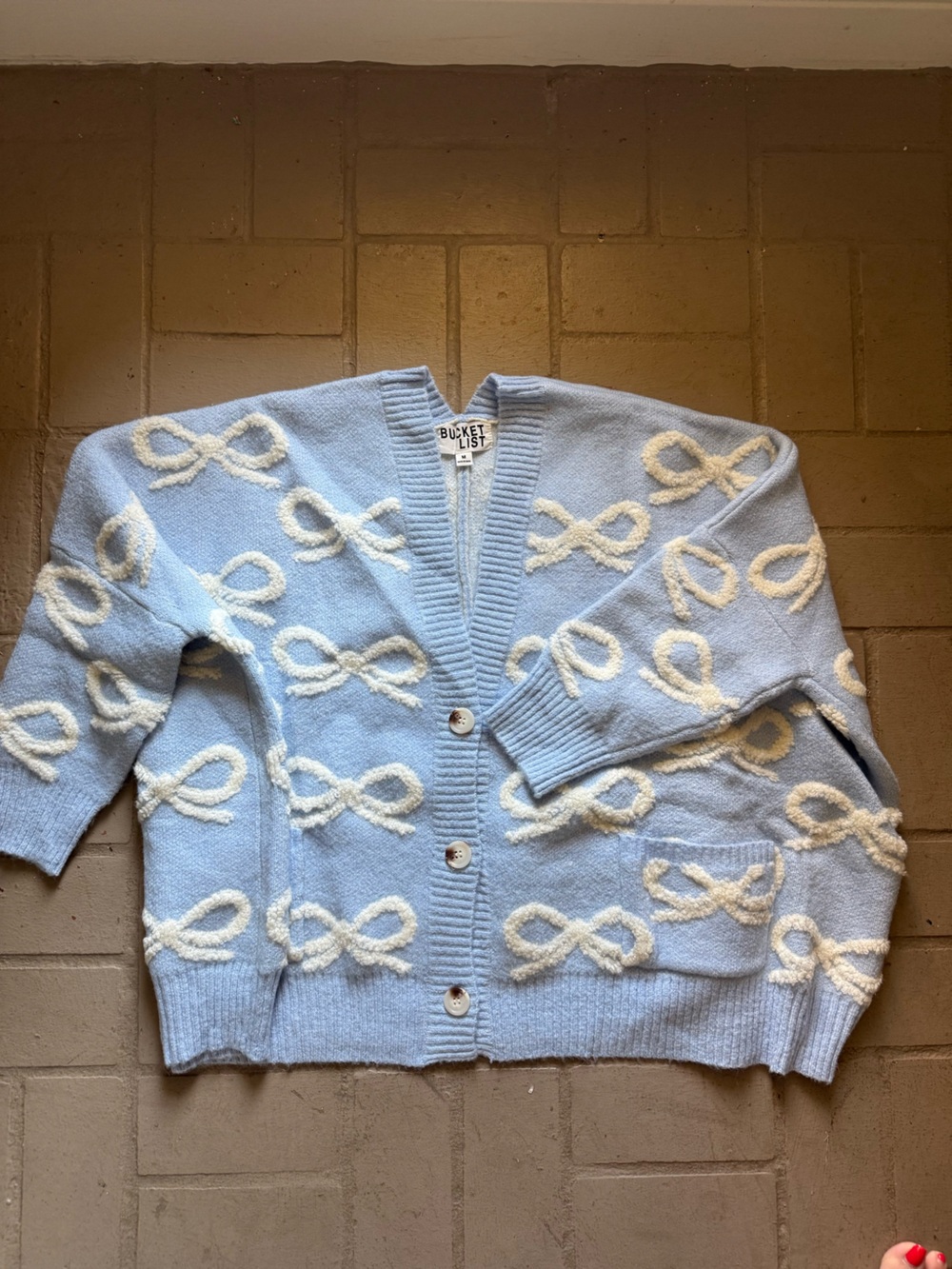 Blue & Cream Bow Pattern Cardigan